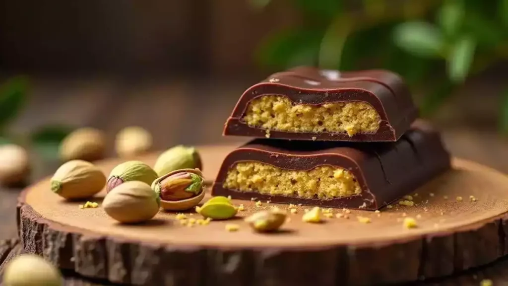 Assorted gourmet chocolate bars, including espresso, caramel sea salt, and matcha, beautifully arranged with elegant garnishes