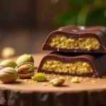 Assorted gourmet chocolate bars, including espresso, caramel sea salt, and matcha, beautifully arranged with elegant garnishes