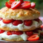 Assorted strawberry shortcake variations, including classic, tropical, and chocolate-dipped, beautifully arranged with fresh strawberries and whipped cream