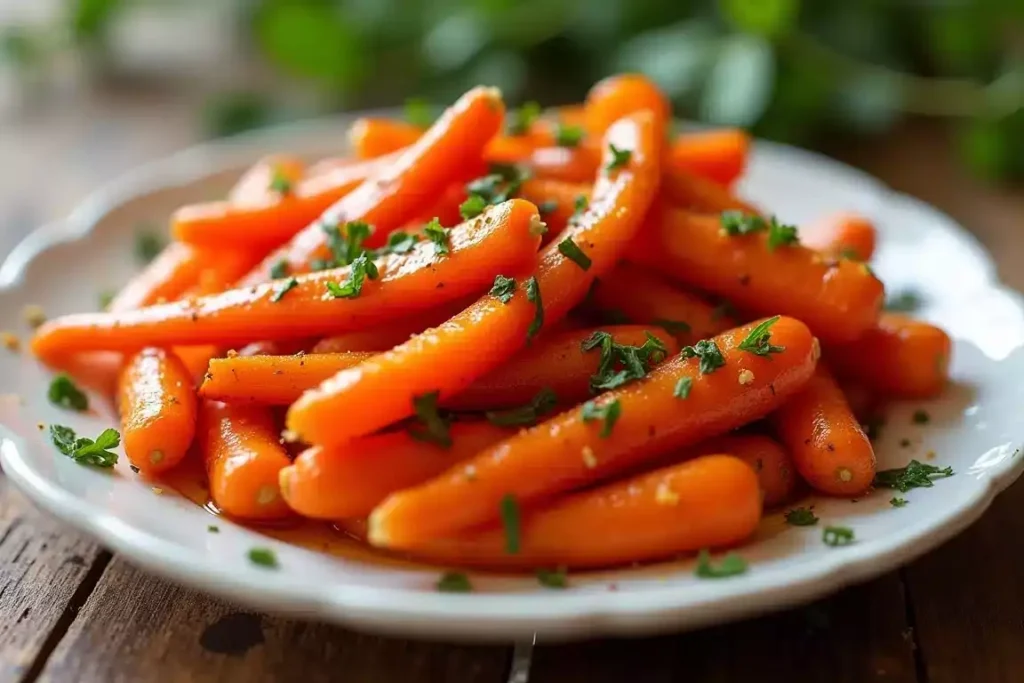 Honey Glazed Carrots

Honey Glazed Carrots are a delicious side dish that enhances the natural sweetness of carrots with a rich, sticky glaze. The combination of honey and butter results in tender, slightly crispy carrots that caramelize while roasting. A hint of fresh thyme or rosemary adds an aromatic touch, making the side dish visually appealing and easy to prepare.