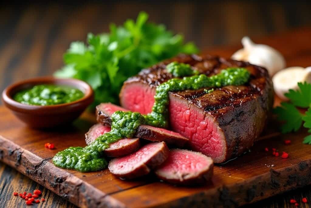 Grilled Round Steak with Chimichurri Sauce