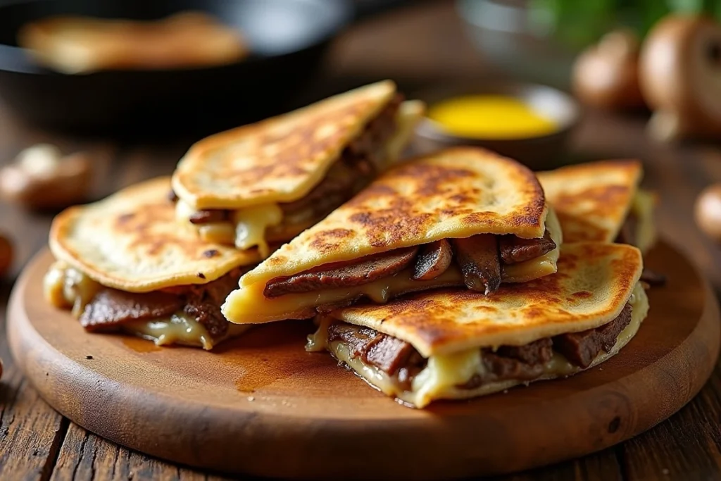 Garlic Butter Philly Cheesesteak Quesadilla