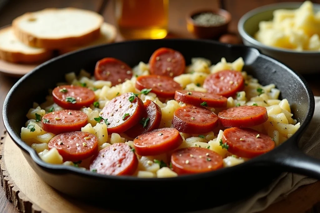 Kielbasa and Sauerkraut Skillet