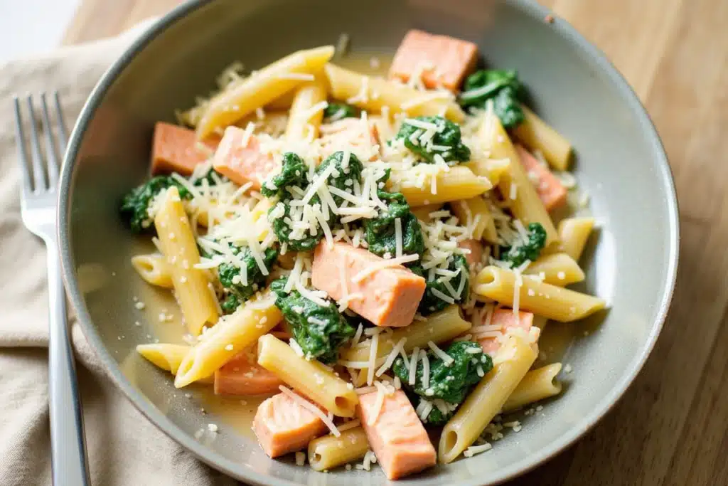 Creamy Salmon and Spinach Pasta