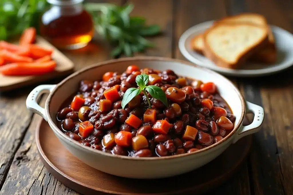 Vegan Maple-Sweetened Baked Beans