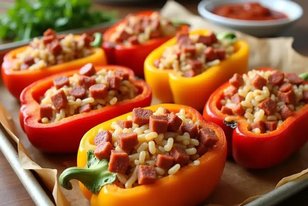 Stuffed Bell Peppers with Kielbasa