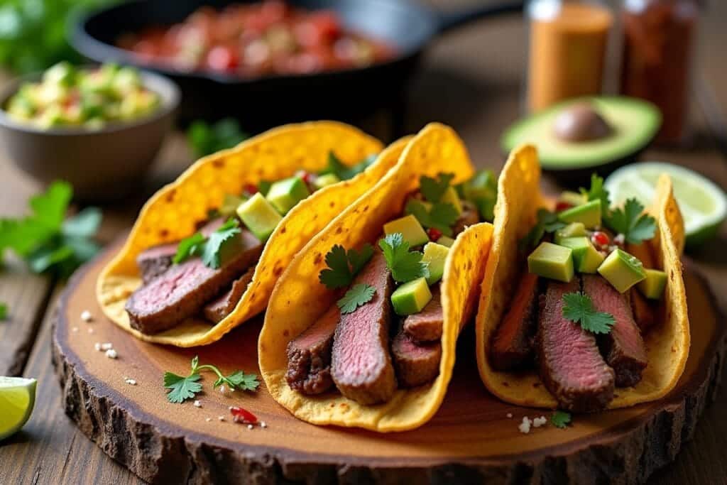 Round Steak Tacos with Avocado Salsa