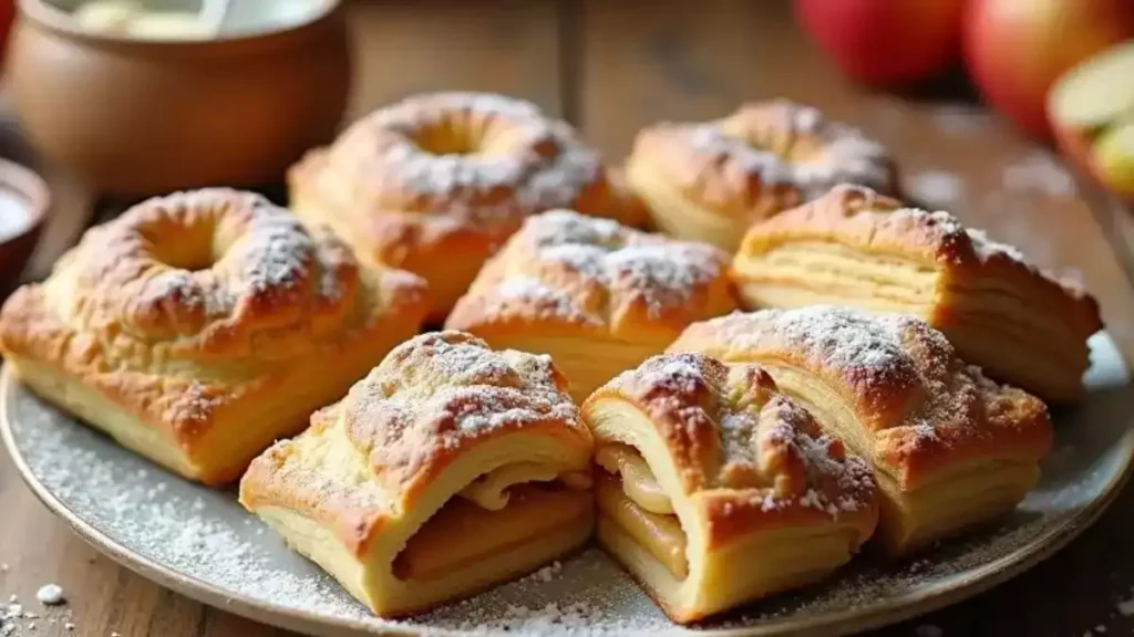 Assorted apple desserts made with puff pastry