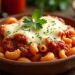 Assorted beefaroni dishes, including classic, cheesy, baked, and casserole variations, arranged on a table