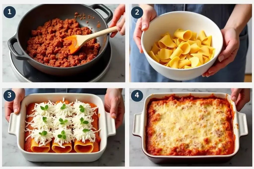 Barilla lasagna being prepared with no-boil noodles and rich layers of sauce