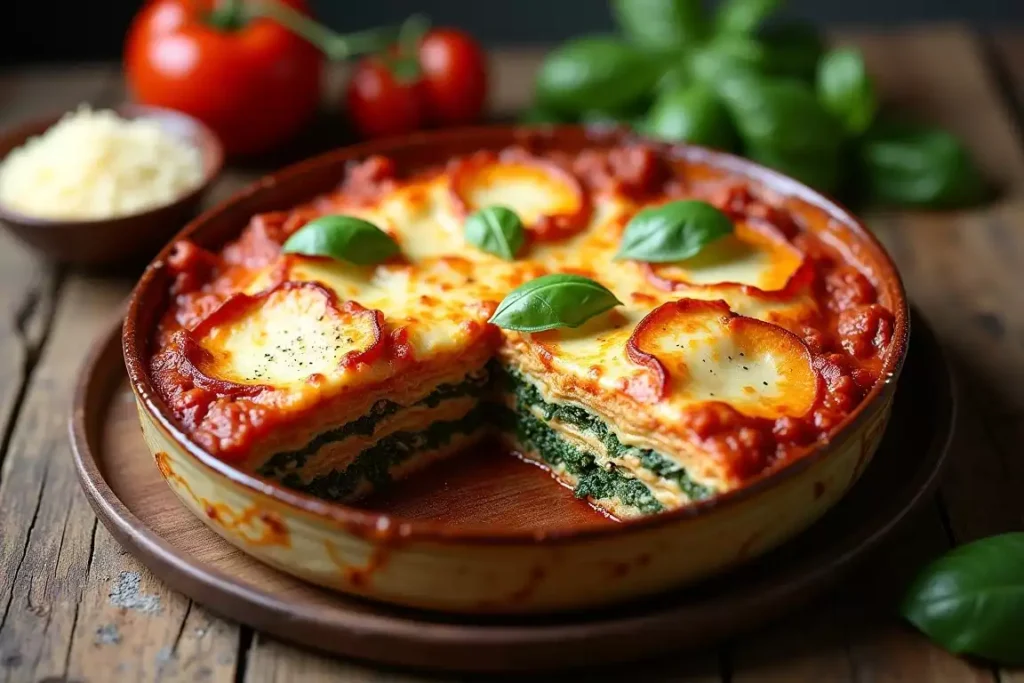 Authentic Italian lasagna layered with ragù, béchamel, and fresh pasta