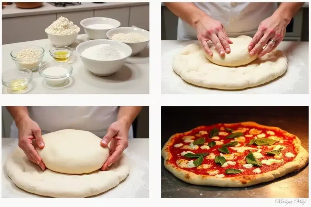 Quick and simple Italian pizza dough, freshly prepared and ready for shaping