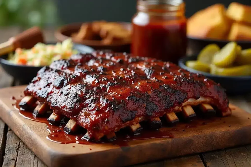 Juicy, tender beef back ribs glazed with sauce