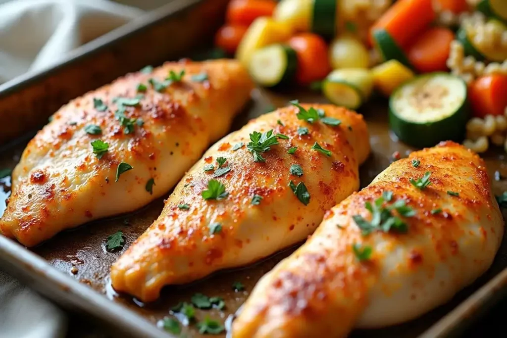 Bake thin chicken breasts for a tender, juicy, and flavorful meal, perfect for quick and healthy dinners