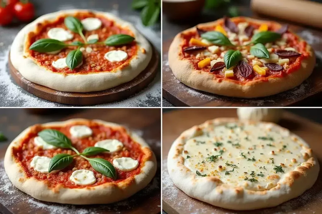 Classic Italian pizza dough ready to be rolled out, dusted with flour