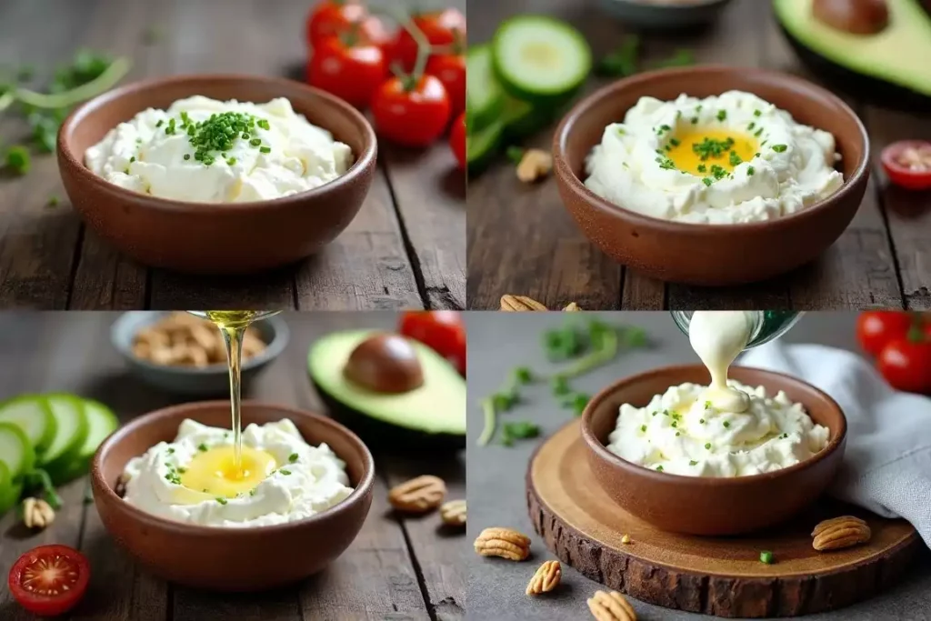 Keto cottage cheese served in a bowl with a sprinkle of fresh herbs