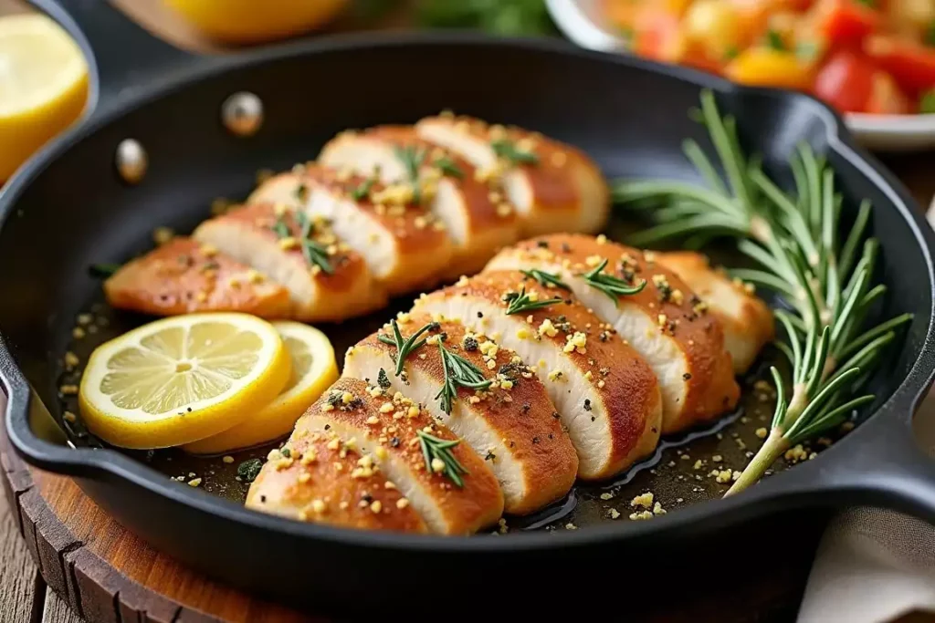 Thin sliced chicken breast recipes with lemon and herbs, a light and flavorful option for healthy meals